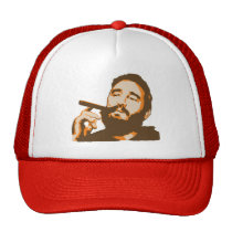 Fidel Castro avec le chapeau de portrait de cigare casquettes