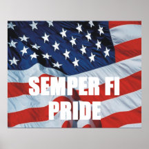Fierté de Semper fi de PIÈCE EN T Affiche