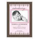 Filet faire-part de naissance de rose 5x7 chic"