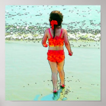 Fille à la plage affiche