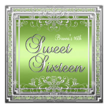 Fille argentée vert clair d'anniversaire de sweet  invitations personnalisables