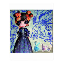 fille aux lapinous cartes postales