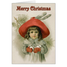 Fille avec des boules de neige cartes de vœux