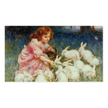 Fille avec des lapins modèles de cartes de visite