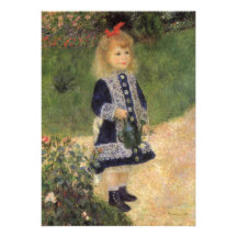Fille avec la boîte d'arrosage, Renoir, art d'impr Invitations Personnalisées