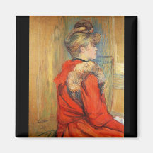 Fille avec la fourrure par Toulouse-Lautrec Magnets
