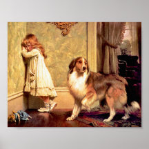 Fille avec l'animal familier Sheltie : "Un défense Posters