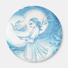 Fille avec le bateau à ailes magnets pour réfrigérateur