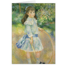 Fille avec le cercle, Renoir, art vintage d'impres Cartes De Vœux