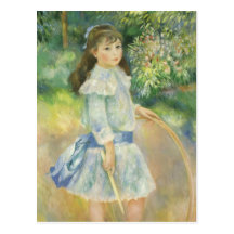 Fille avec le cercle, Renoir, art vintage d'impres Cartes Postales