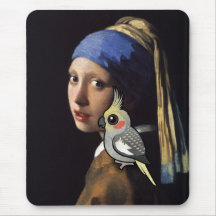 Fille avec un Cockatiel de perle Tapis De Souris