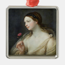 Fille avec un rose (huile sur la toile) ornement