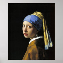 Fille avec une affiche de boucle d'oreille de perl