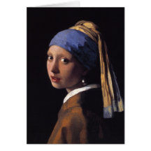 Fille avec une boucle d'oreille de perle carte de vœux
