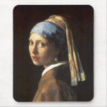 Fille avec une boucle d'oreille Mousepad de perle Tapis De Souris