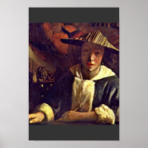 Fille avec une cannelure, par Vermeer Van Delft ja Posters