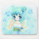 Fille bleue mignonne de fée d'anime tapis de souris