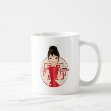 Fille chinoise tasse