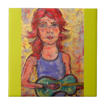 fille colorée de guitare carreaux