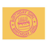 Fille d'anniversaire - effet rose de tampon en cao cartes postales