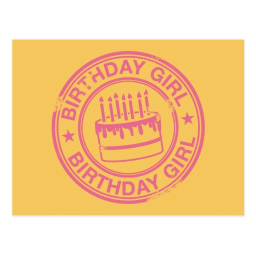 Fille d'anniversaire - effet rose de tampon en cao cartes postales