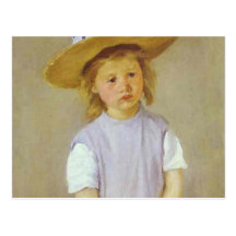Fille dans un chapeau de paille, Mary Cassatt Carte Postale