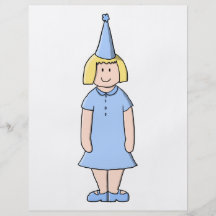 Fille dans un équipement bleu-clair de fête d'anni prospectus