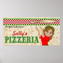 Fille de bannière de pizza poster
