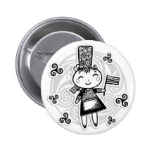 Fille de Bretonne Badge Avec Épingle