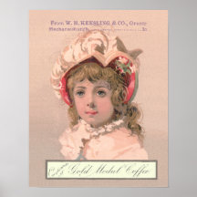 Fille de café de médaille d'or (11x14) posters