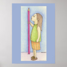 Fille de crayon affiche