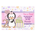 Fille de Cutie- de pingouin en second lieu Invitation Personnalisable