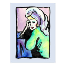 Fille de douche - carte postale