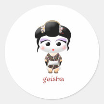 Fille de geisha adhésifs ronds