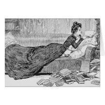 Fille de Gibson lisant un livre Cartes De Vœux