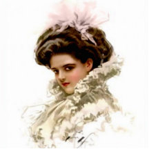 Fille de Harrison Fisher avec un Pin rose d'arc Photo En Découpe