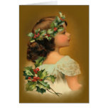 Fille de houx de Noël Carte De Vœux