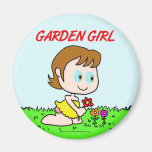 Fille de jardin magnets pour réfrigérateur