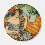 Fille de Nouveau d'art avec des fleurs Magnets Pour Réfrigérateur