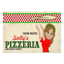 Fille de partie de pizzeria faire-parts