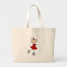 Fille de patineur de glace dans le sac rouge