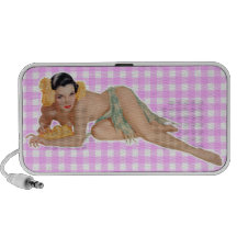 Fille de pin-up système de haut-parleurs