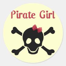 Fille de pirate adhésifs ronds
