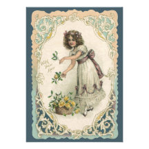 Fille de Saint-Valentin victorienne vintage avec d Invitations