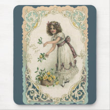 Fille de Saint-Valentin victorienne vintage avec d Tapis De Souris