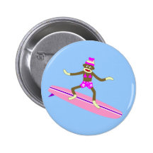 Fille de surfer de singe de chaussette badges avec agrafe