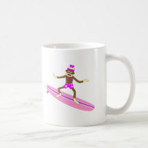 Fille de surfer de singe de chaussette tasse à café