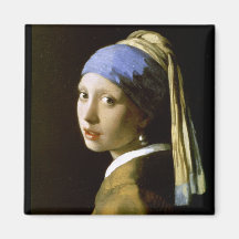Fille de Vermeer avec des beaux-arts de boucle d'o Magnets