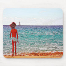 Fille des vacances de plage tapis de souris