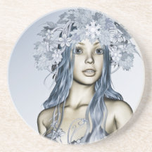 Fille d'hiver dessous de verre
